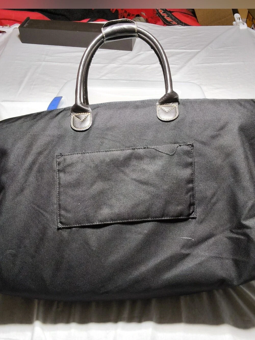 ​Brics Milano Black Nylon Brown Leather Trim Travel Weekender Duffel CarryOn Bag